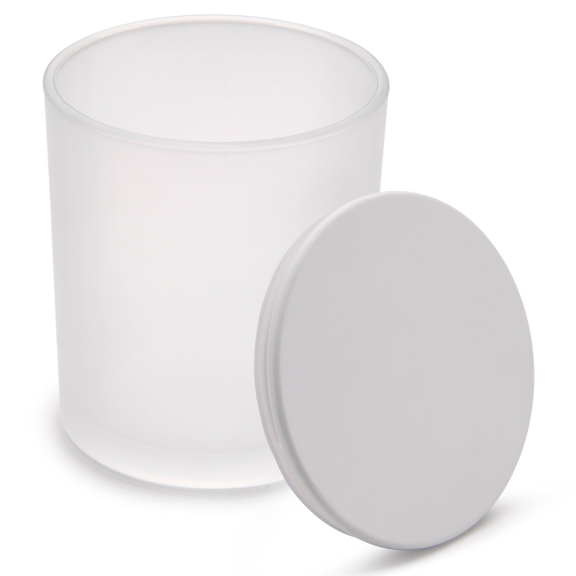 10oz Frosted white jars with white matte luxury lids for candle making - LuxyM candle supplier