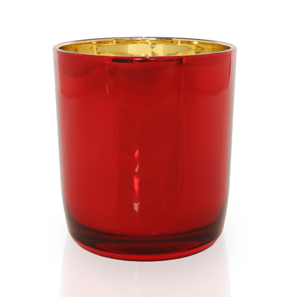 10 oz Red Christmas Glass jars with Gold Electroplated Interior- LuxyM Candle supplier