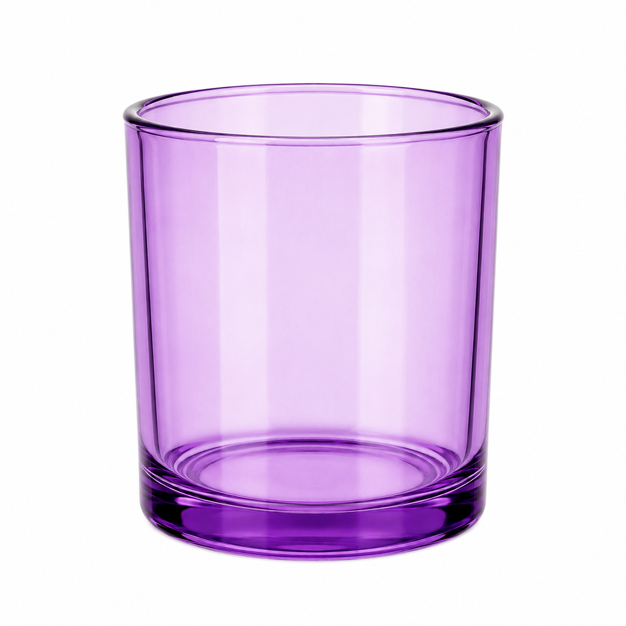 10oz translucent lilac purple glass candle jar, empty, straight-sided