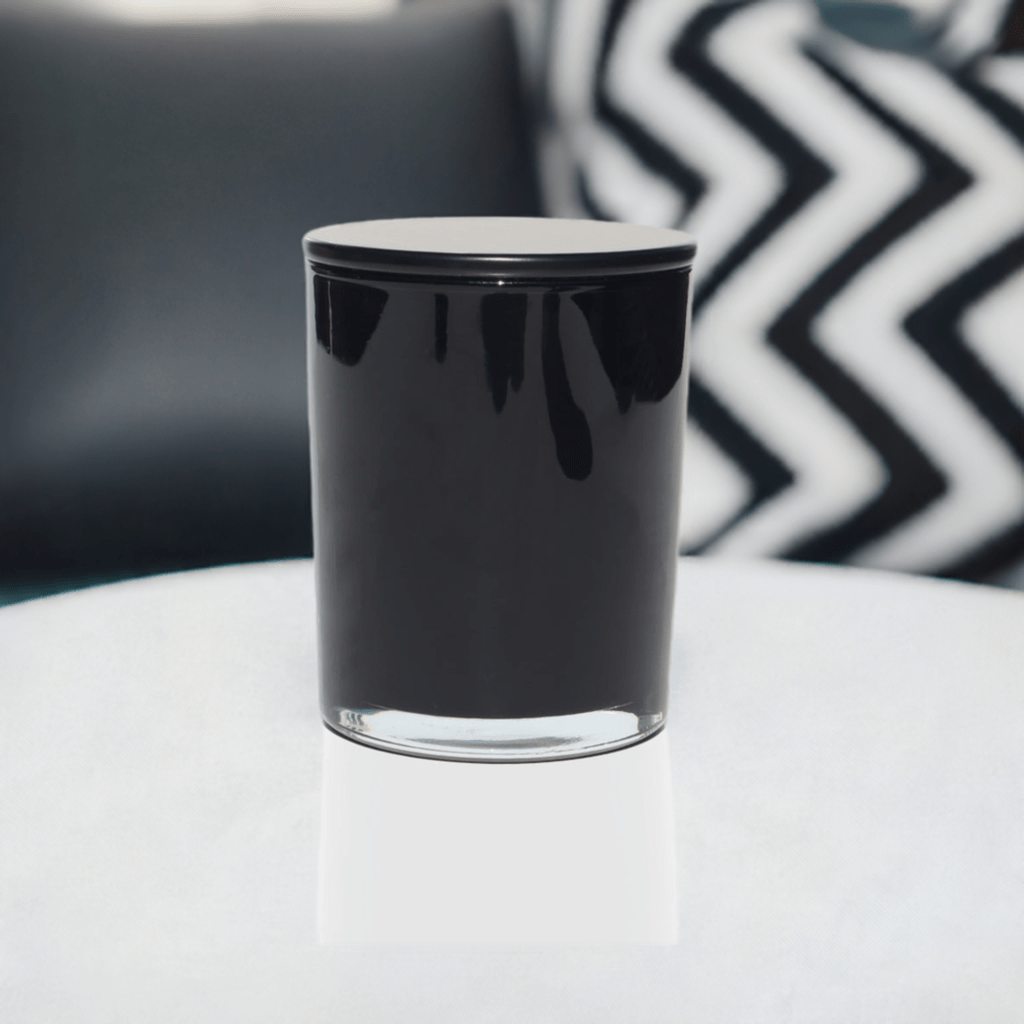 Glossy Black Candle Making Vessels With Lids - LuxyM
