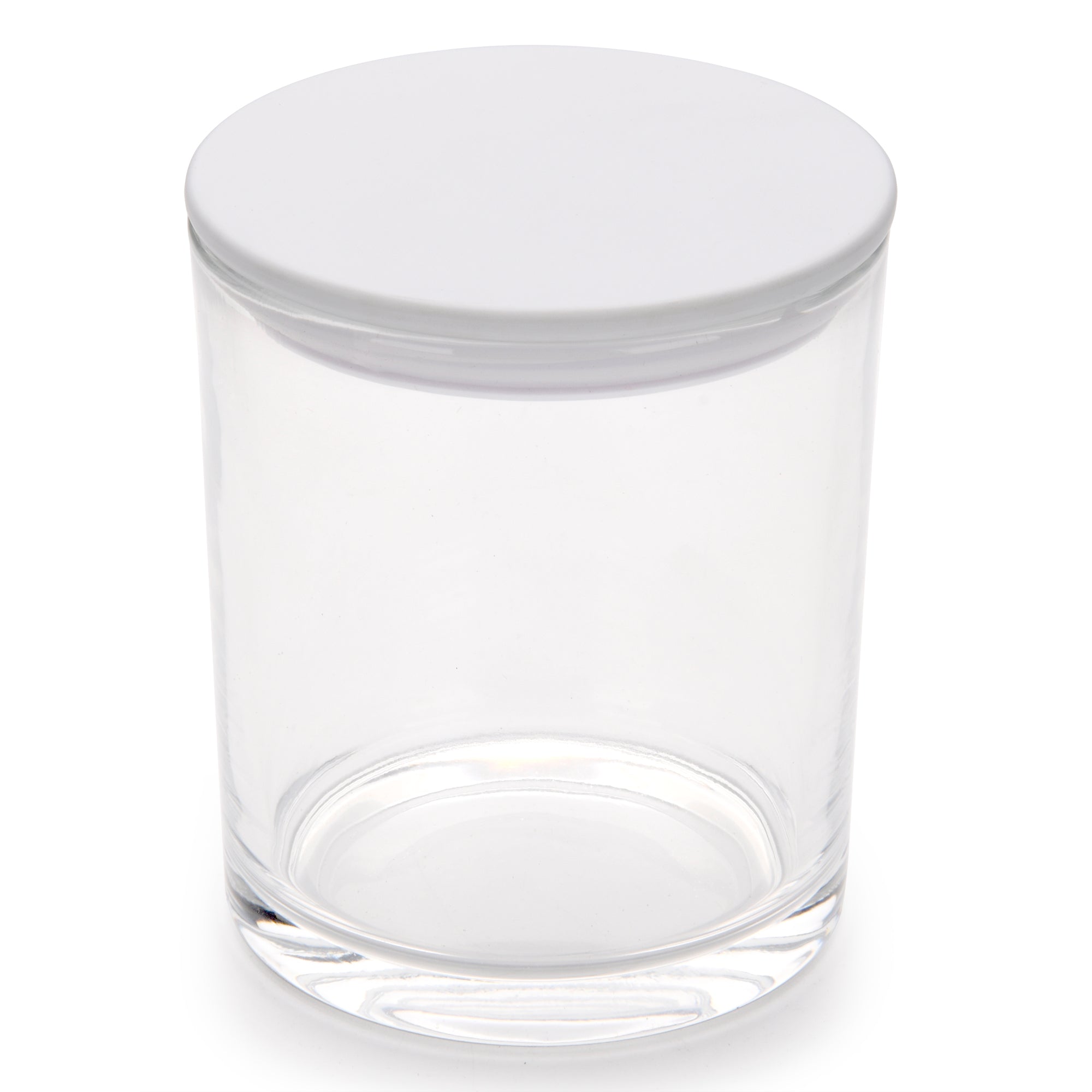 Clear 7 oz glass candle jar with white flat lid for private label candle making