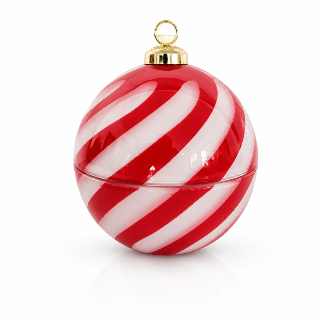 Red & White Holiday Ornament Glass Candle Vessel – Limited Edition