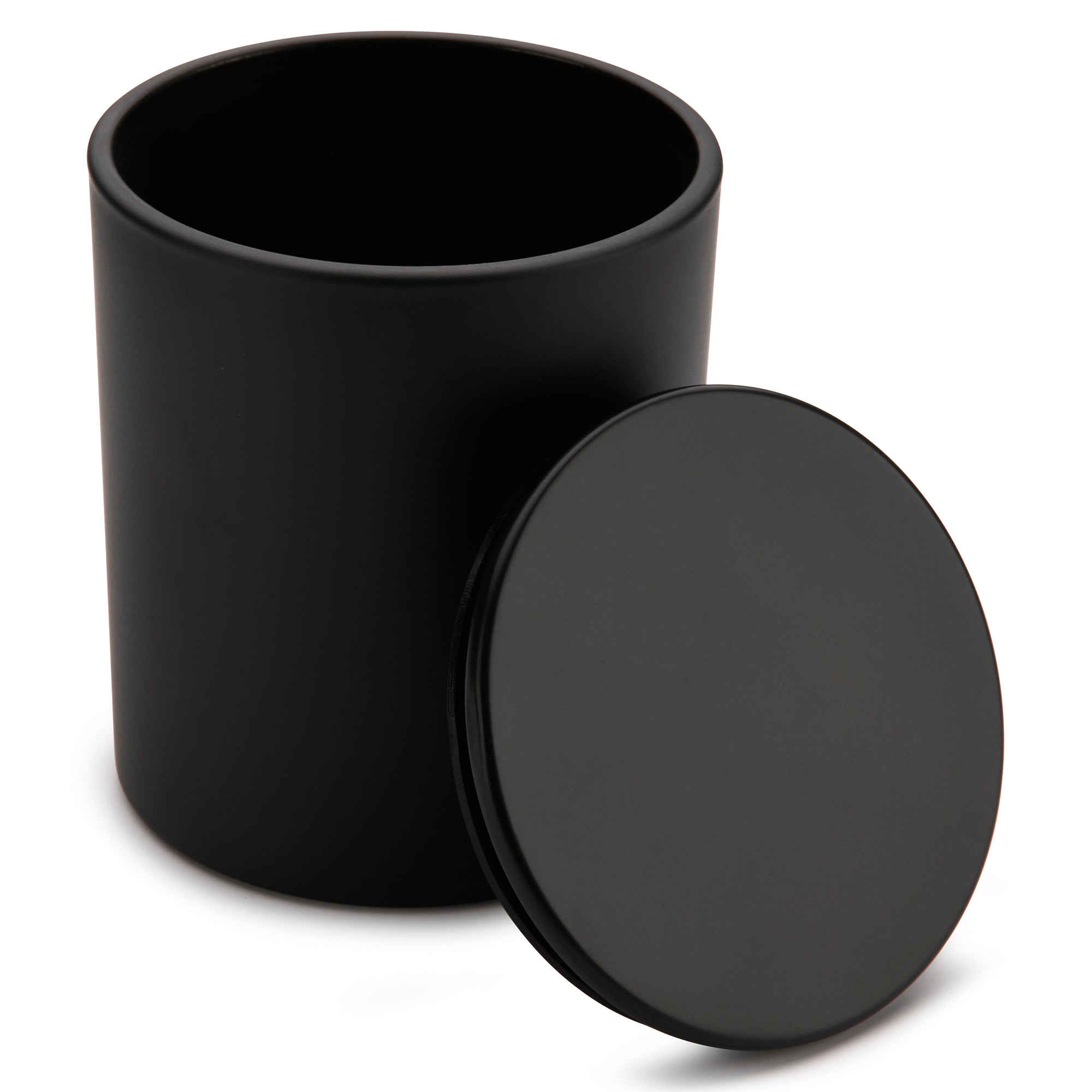Matte black candle jar with flat black lid for white label candle making by LuxyM