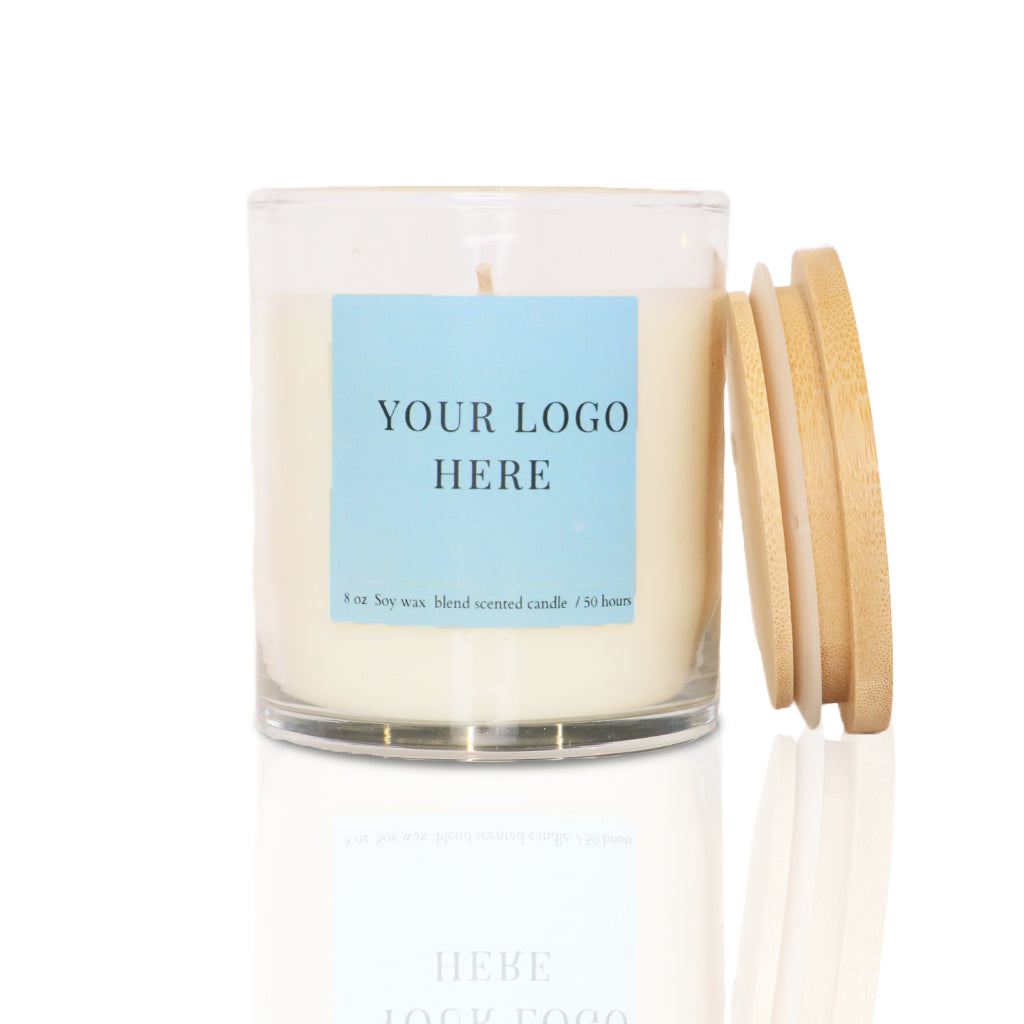 7 oz soy wax private label candle with customizable logo and bamboo lid – perfect for candle brand owners and white label suppliers