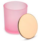 10 Oz Frosted Pink candle jars with rose-gold lids - LuxyM Candle Supplies