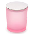 10 Oz Frosted Pink candle jars with silver lids - LuxyM Candle Supplies