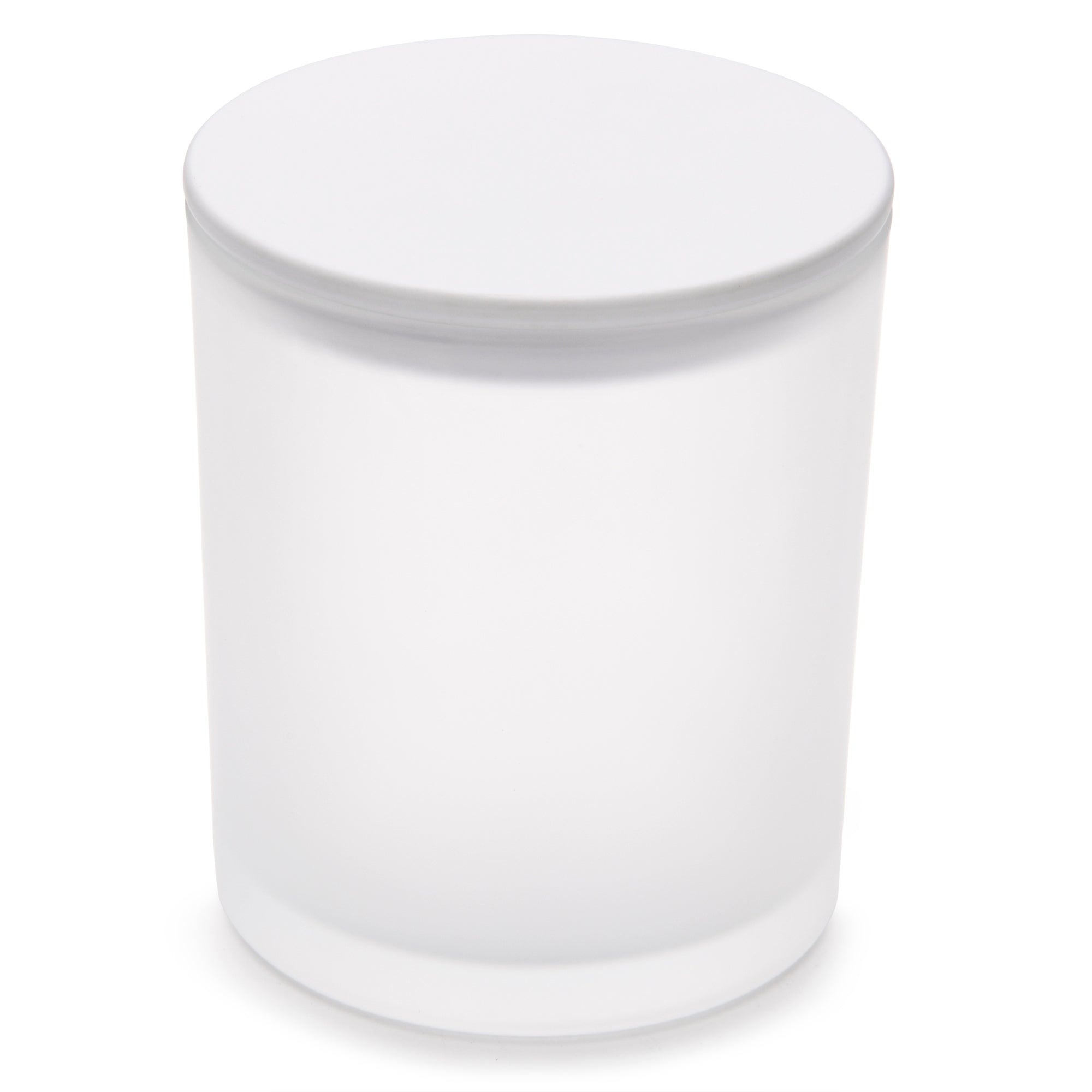 10oz Frosted white jars with white matte luxury lids for candle making - LuxyM candle supplier