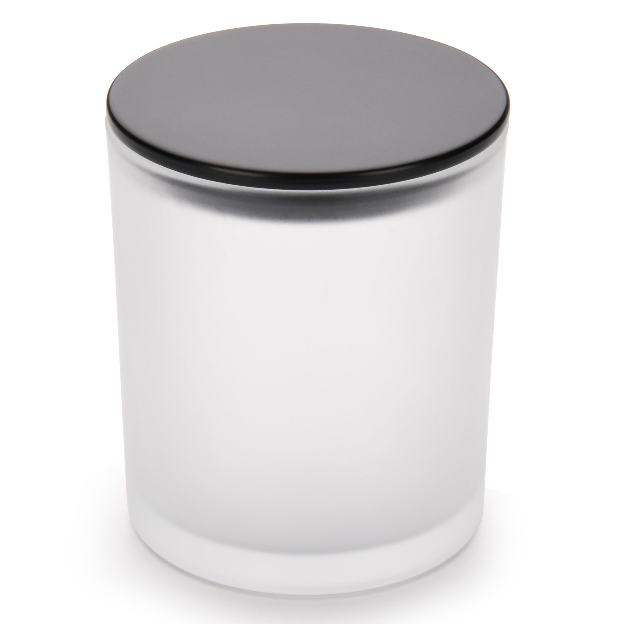 10oz Frosted white jars with black matte luxury lids for candle making - LuxyM candle supplier