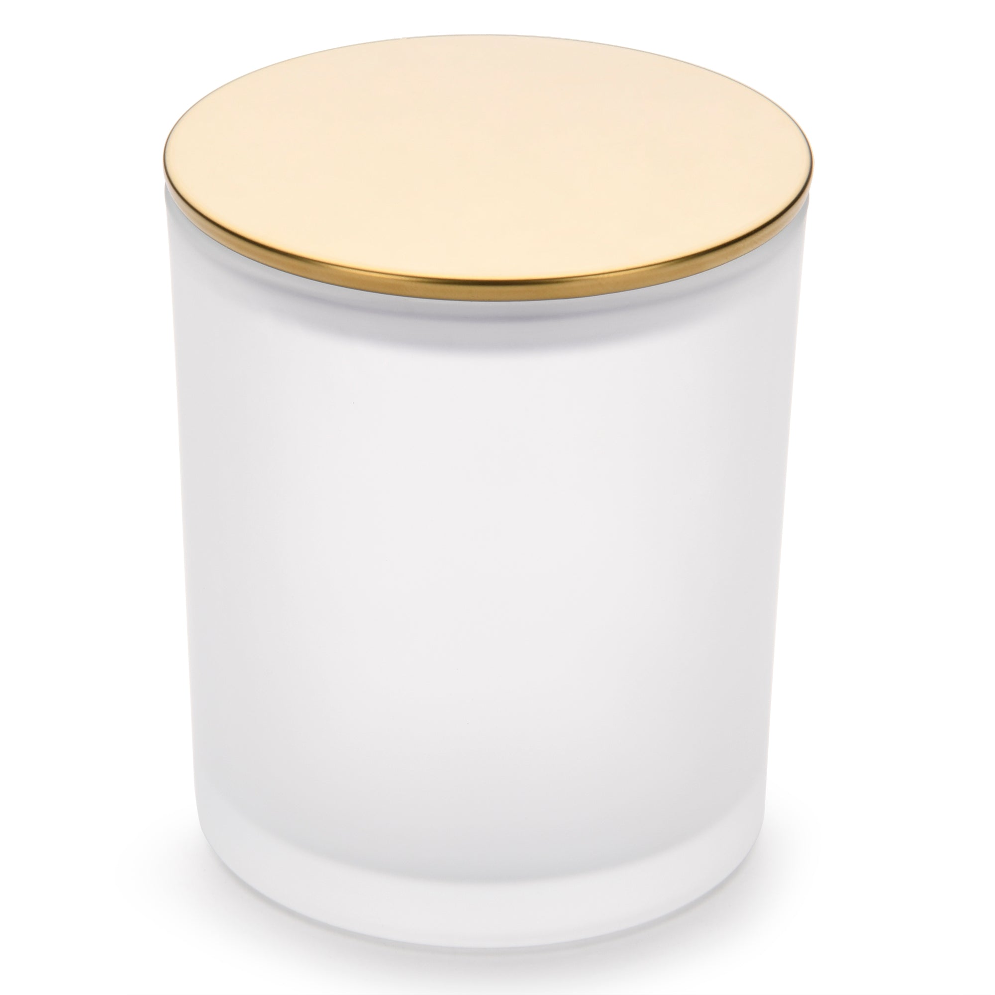 10oz Frosted white jars with gold luxury lids for candle making - LuxyM candle supplier