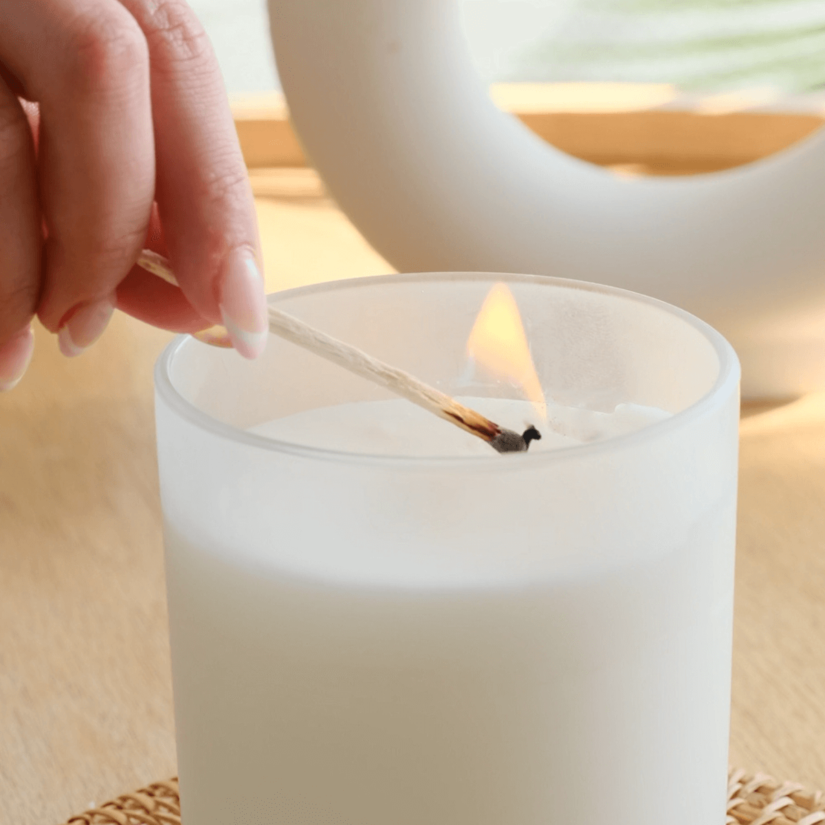 10 oz Frosted white candle vessels with bamboo lids - LuxyM Inc  Candle Supplies 