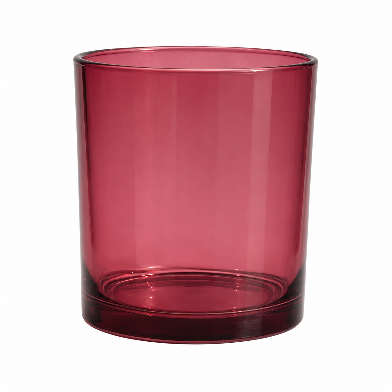 10 oz translucent burgundy glass candle jar, empty, straight-sided