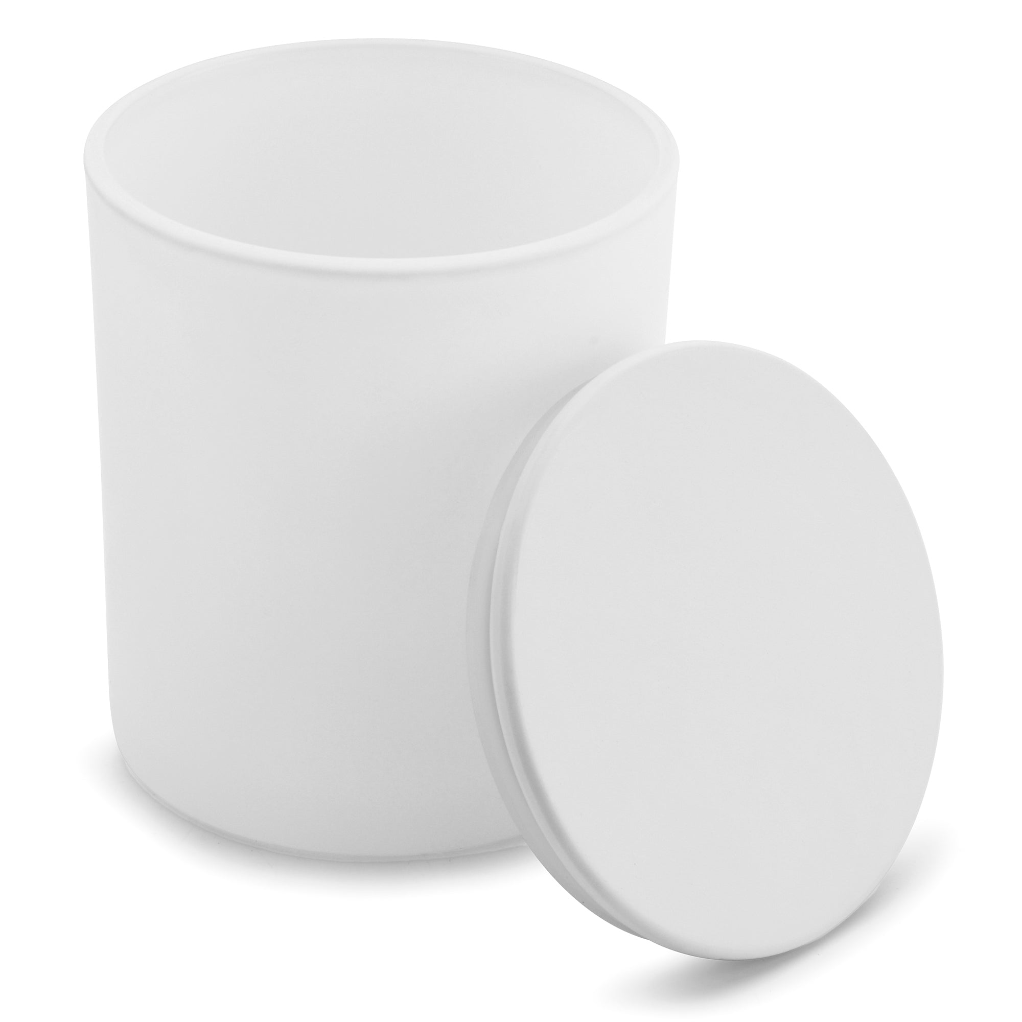 10 oz white matte candle making jars with luxury white matte lids - LuxyM candle supplier