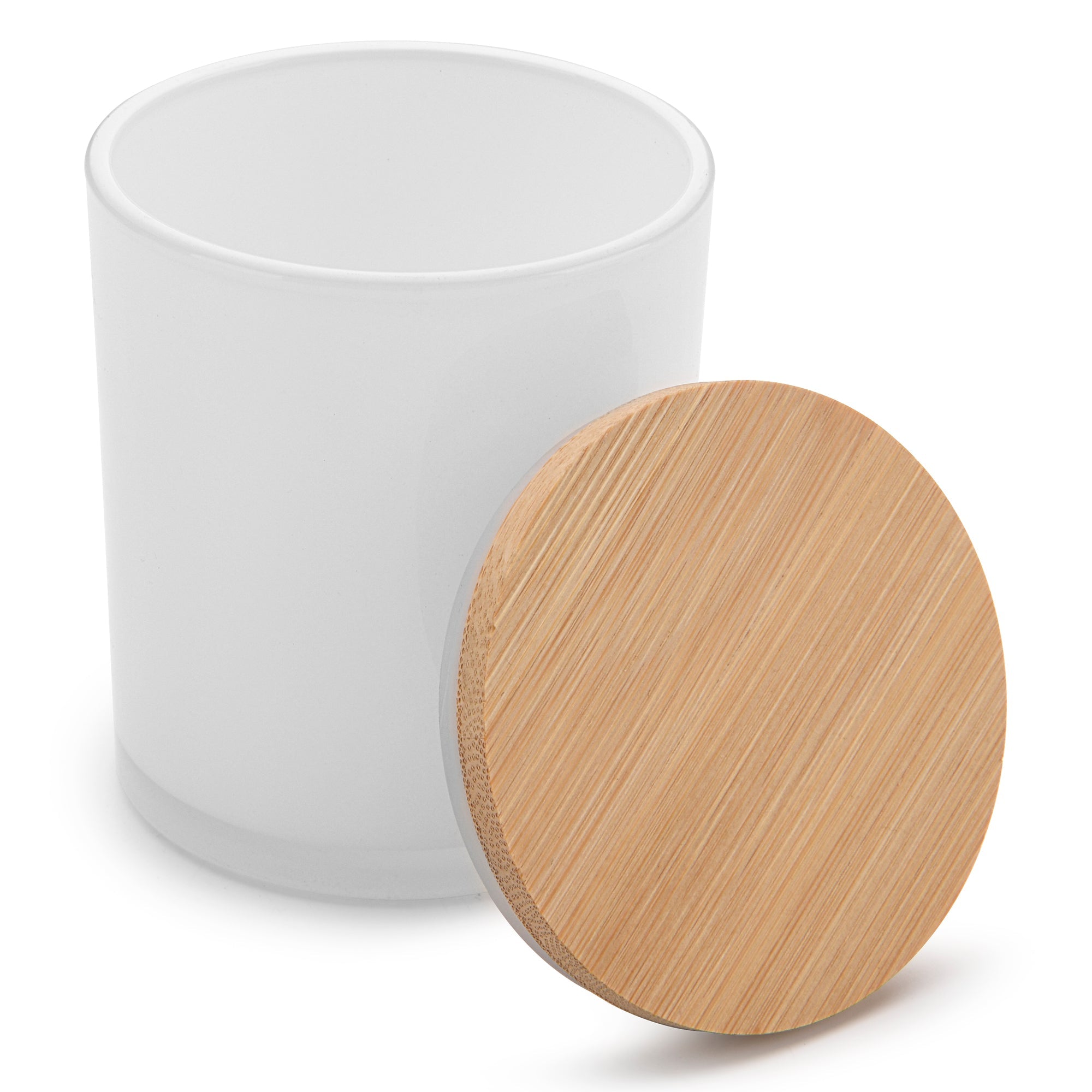 15.5oz Glossy white candle jars with bamboo lids – LuxyM Candle