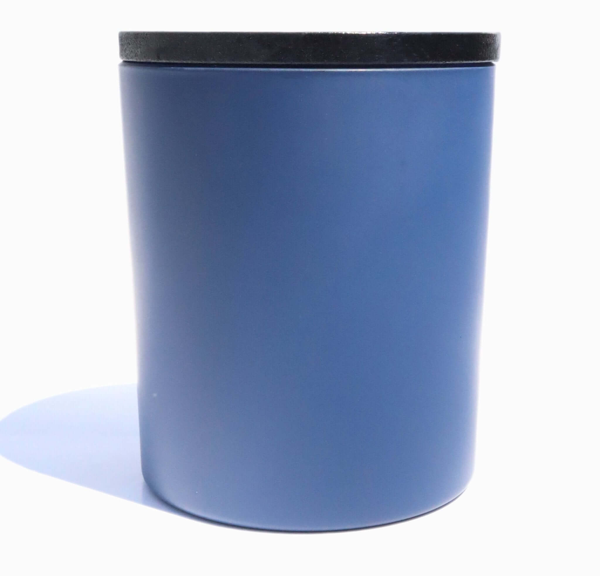 16 oz Matte navy blue candle jars with matte black wood lids - LuxyM Inc Candle making Supply