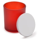 10 Oz Frosted red candle jars with luxury white matte lids - LuxyM Candle Supplies