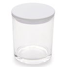 Clear 7 oz glass candle jar with white flat lid for private label candle making
