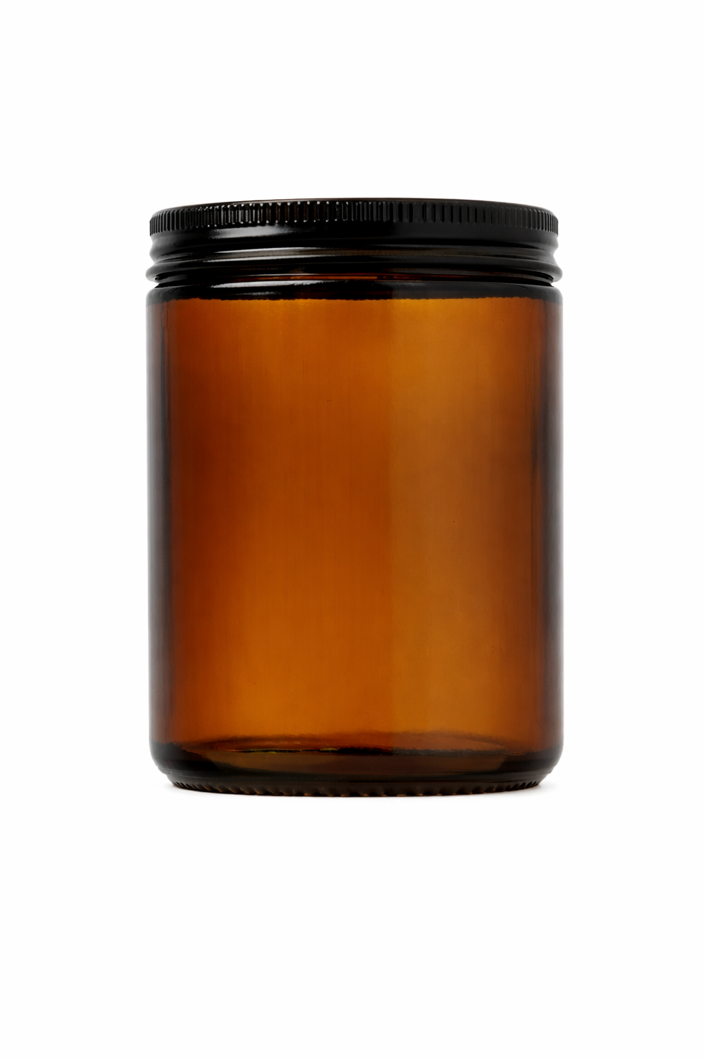 Amber Straight-Sided Glass Jars with Black Lids – 8 oz Candle Containers (Set of 12)