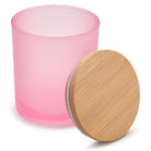 10 Oz Frosted Pink candle vessels with bamboo lids - LuxyM Candle Supplies 