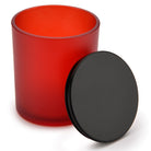 10 Oz Frosted red candle jars with luxury black matte lids - LuxyM Candle Supplies