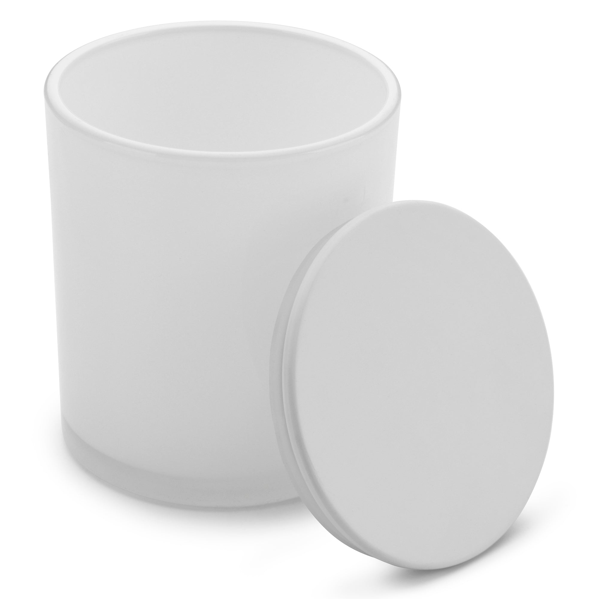 10oz Glossy white jars with luxury white matte lids for candle making - LuxyM candle supplier