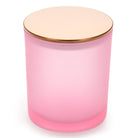 10 Oz Frosted Pink candle jars with rose-gold lids - LuxyM Candle Supplies