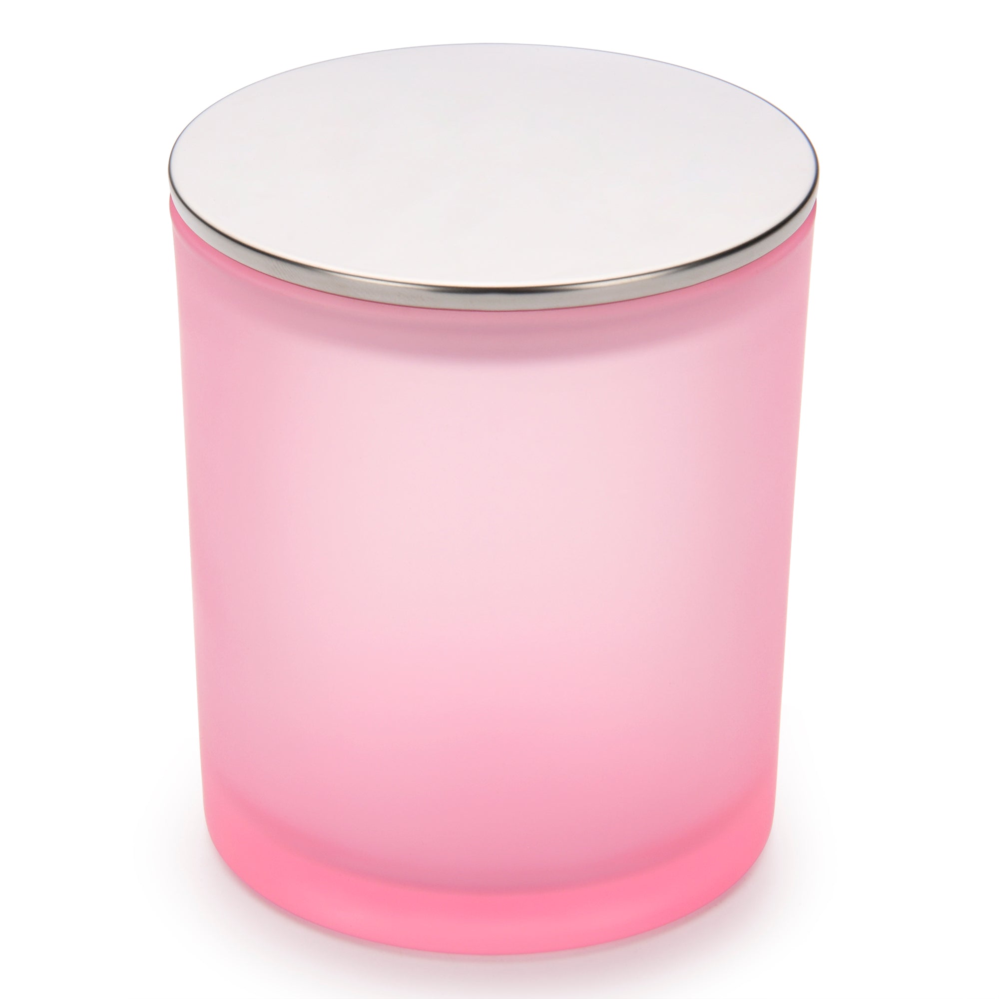 10 Oz Frosted Pink candle jars with silver lids - LuxyM Candle Supplies