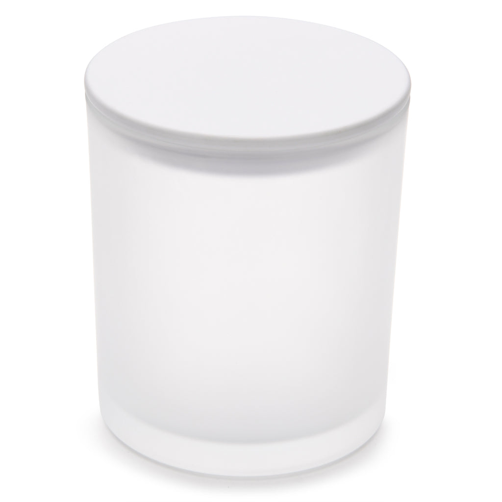 15.5 oz Frosted white candle making jars with Luxury white matte lids- LuxyM candle supplier