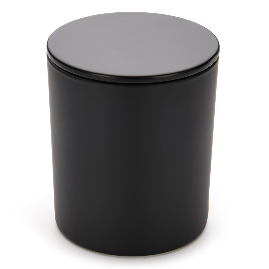 10 oz black matte candle jars with luxury  black matte lids - LuxyM candle supplier