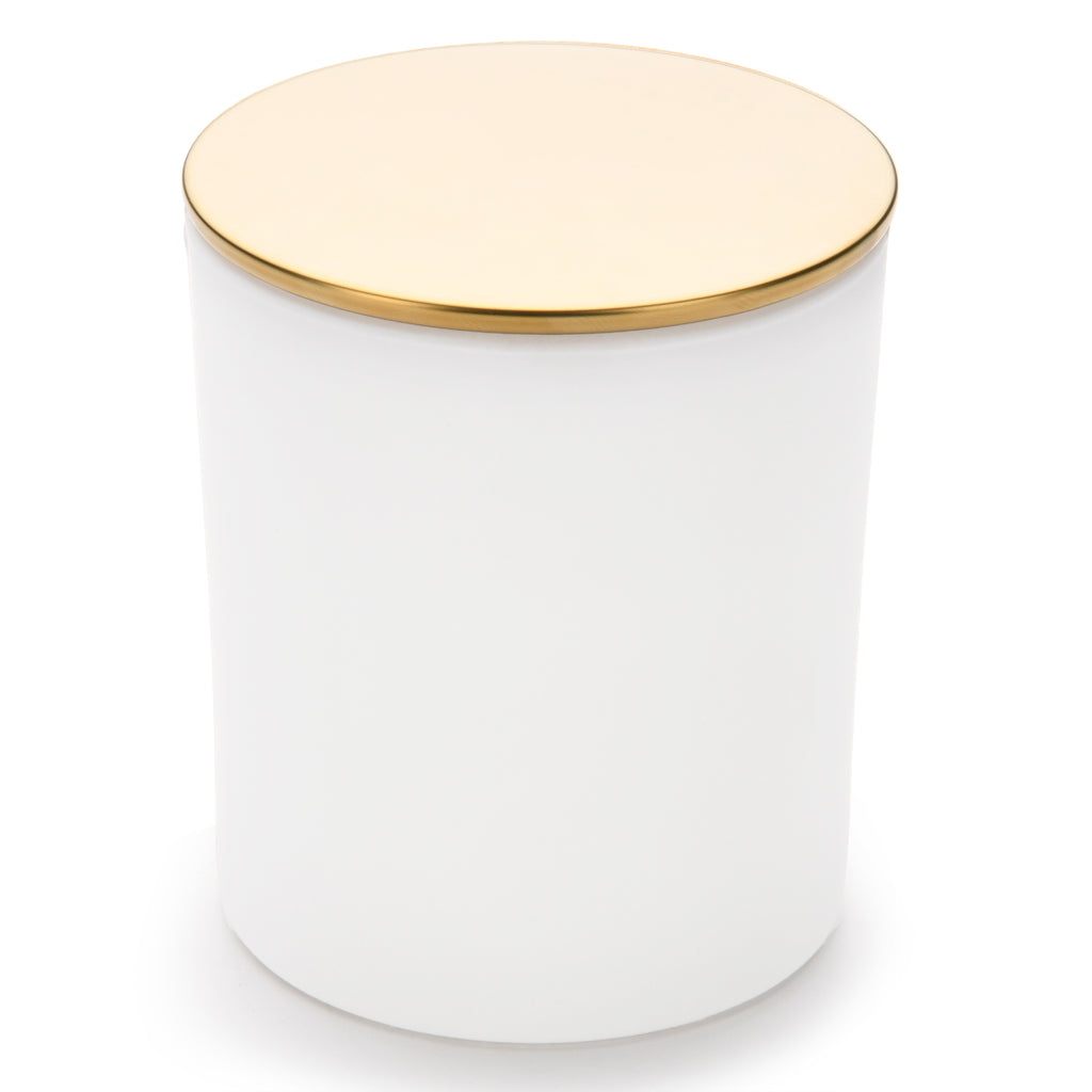 10 oz white matte candle making jars with luxury gold lids - LuxyM candle supplier
