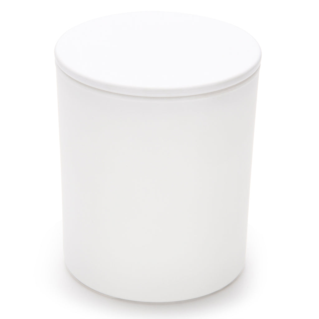 10 oz white matte candle making jars with luxury white matte lids - LuxyM candle supplier