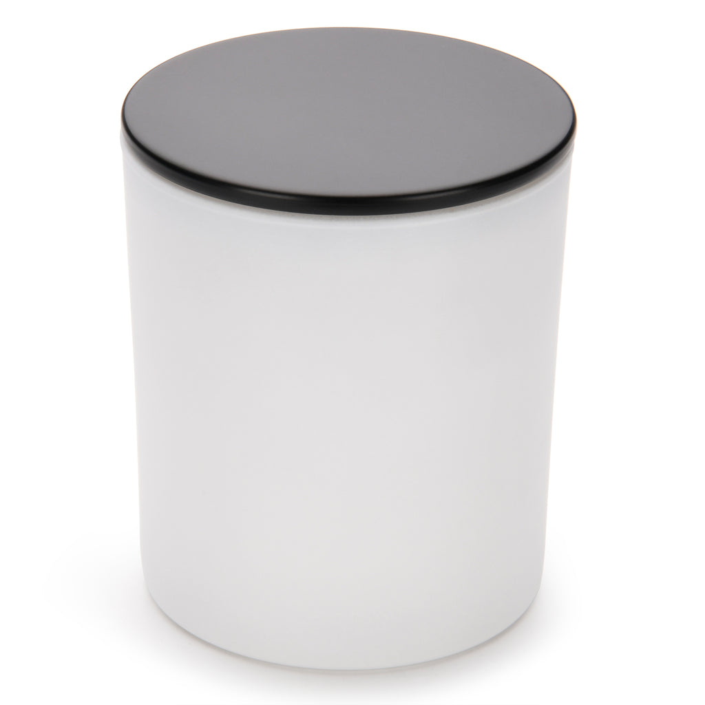 10 oz white matte candle making jars with luxury black matte lids - LuxyM candle supplier