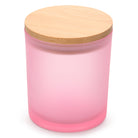 10 Oz Frosted Pink candle vessels with bamboo lids - LuxyM Candle Supplies