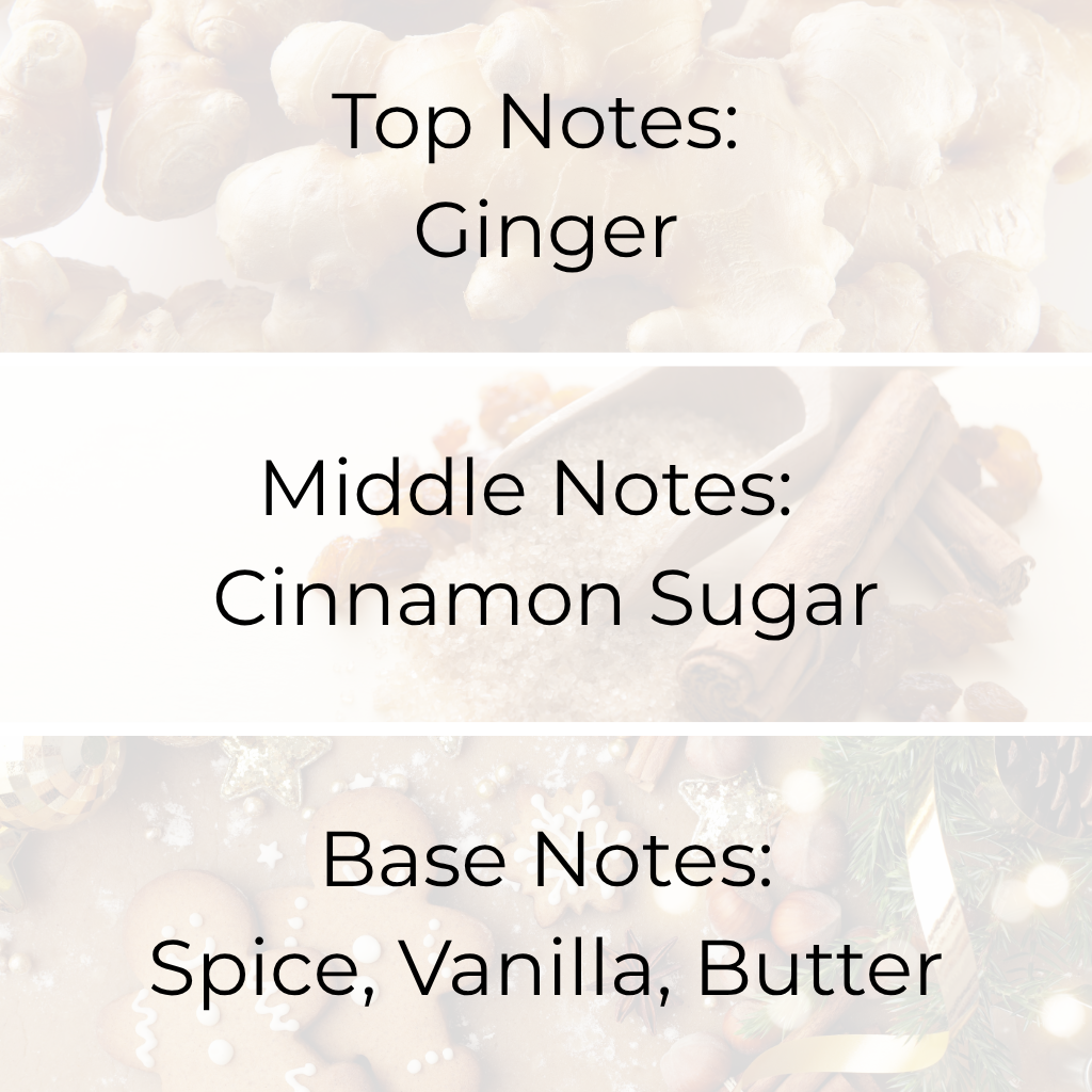Close-up of ginger root and cinnamon sugar representing the scent notes of Gingerbread House fragrance oil for holiday candles.