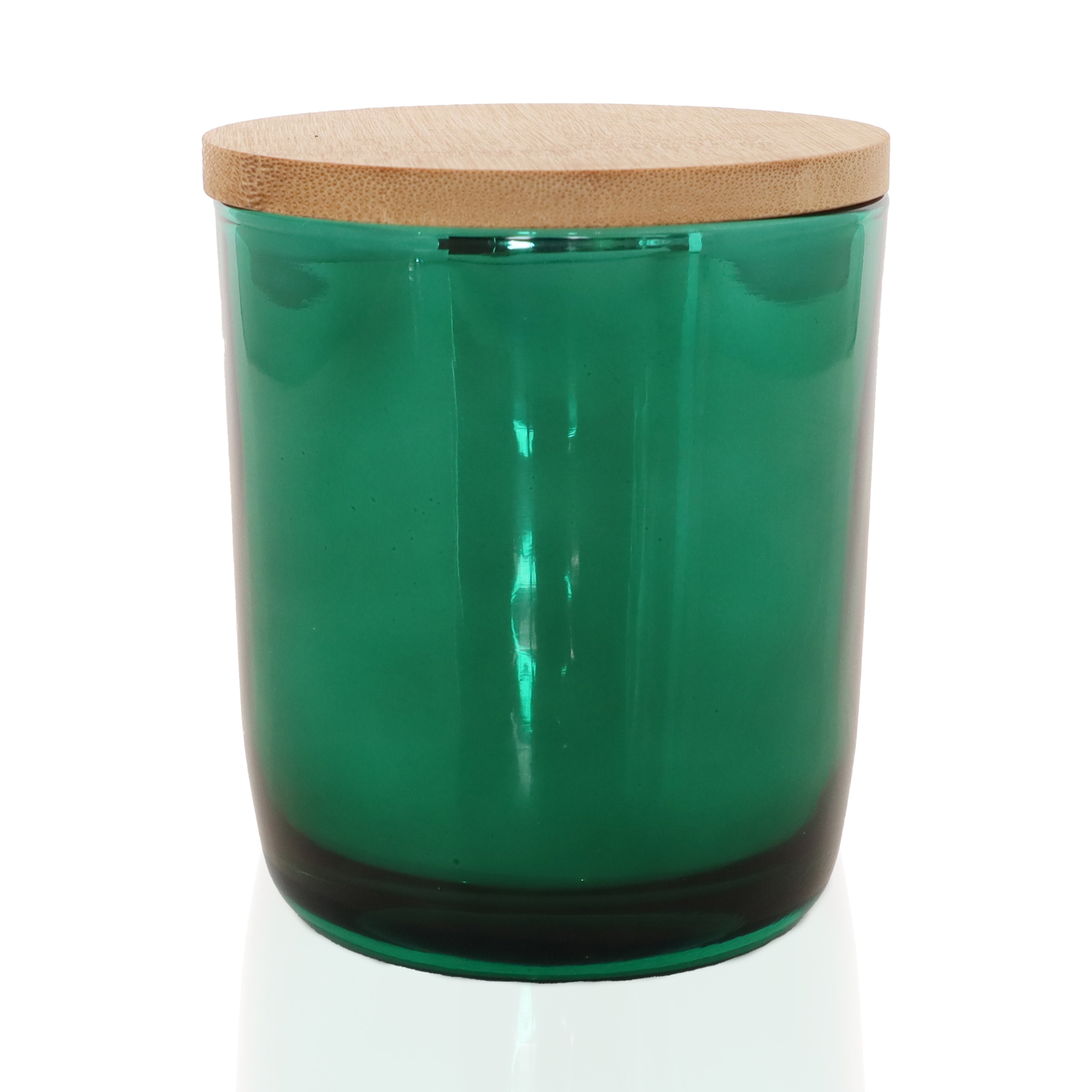 Green candle making jars with bamboo lids