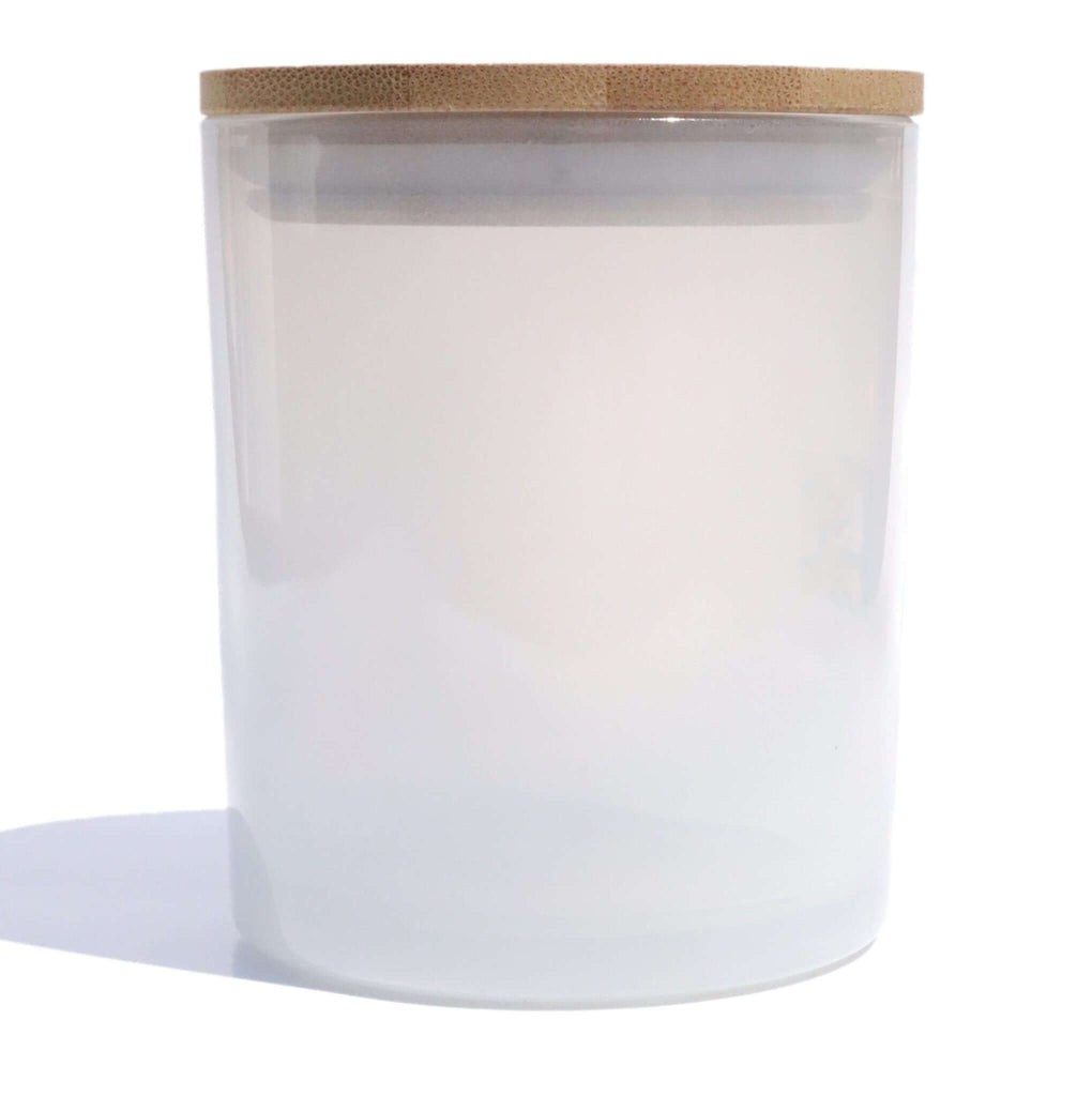 16 oz Pale white candle jars with bamboo lids - LuxyM Inc candle making supply