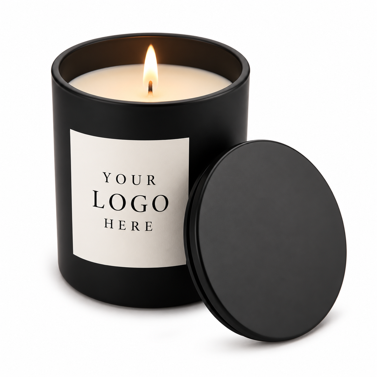 Black glass private label candle with custom label