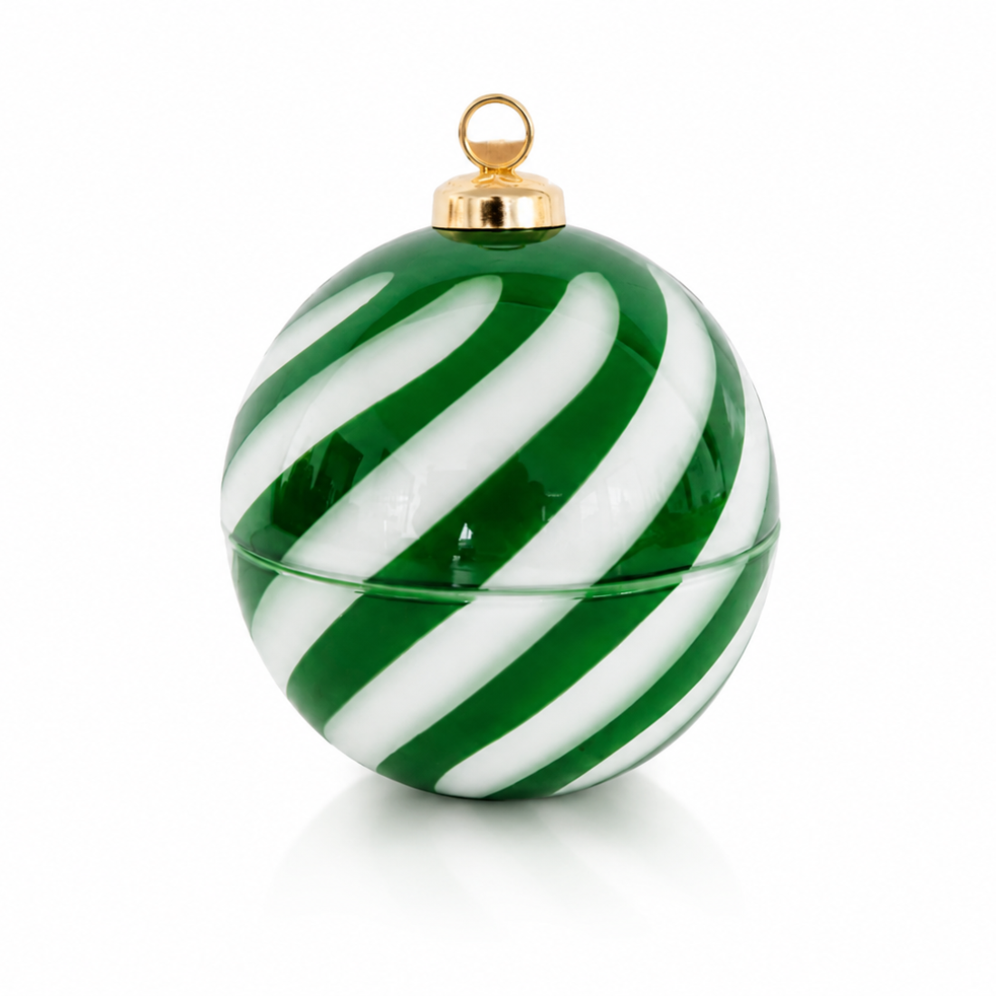 6.7 oz Green & White Holiday Ornament Candle Vessel with Lid – Limited Edition
