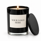 Interior glossy black private label candle with custom label