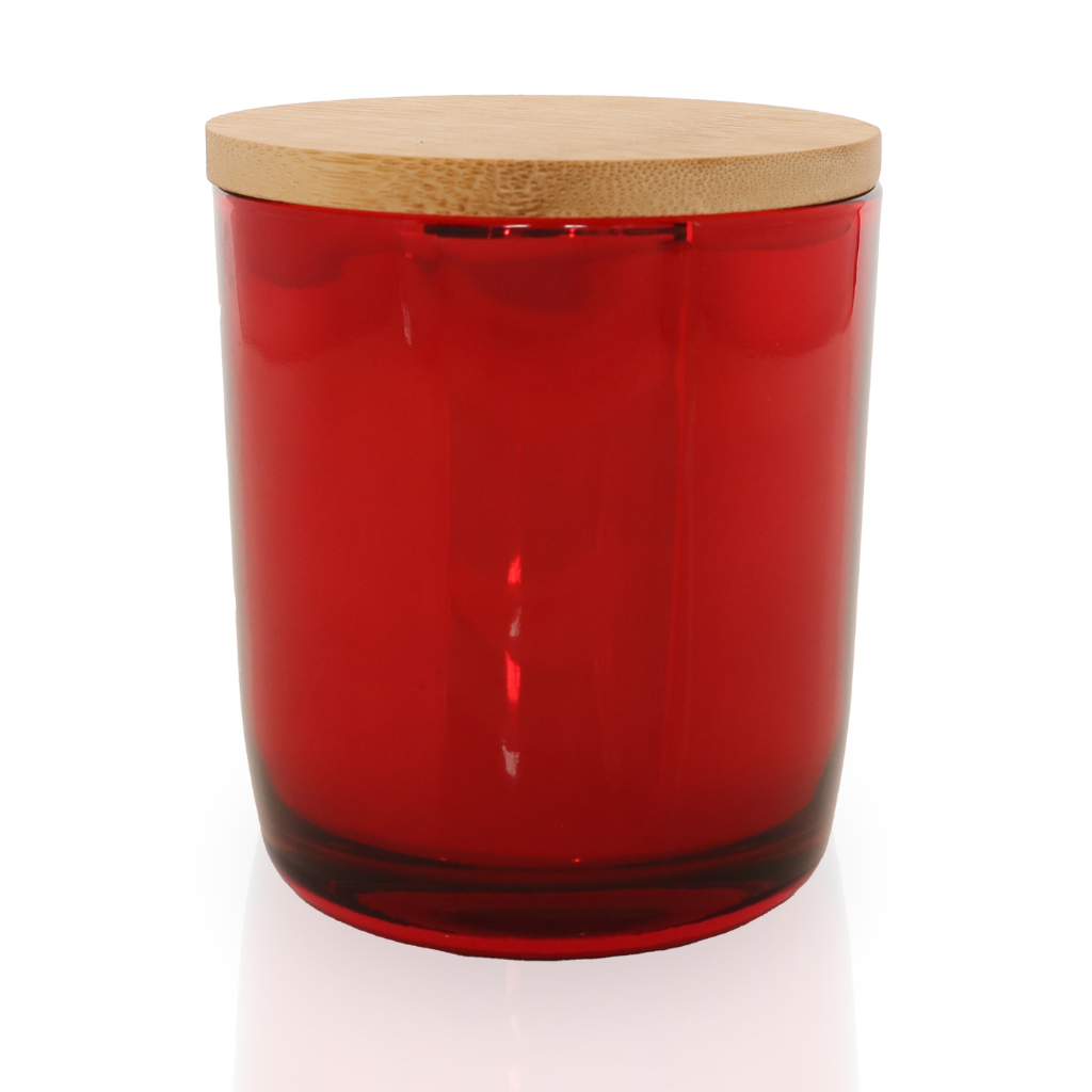 Red Christmas Glass Jars With Bamboo Lids