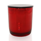 Red Glass Jars With Black Lids.