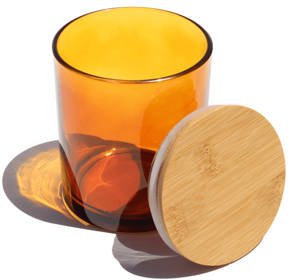 16 oz Amber candle jars with bamboo lids