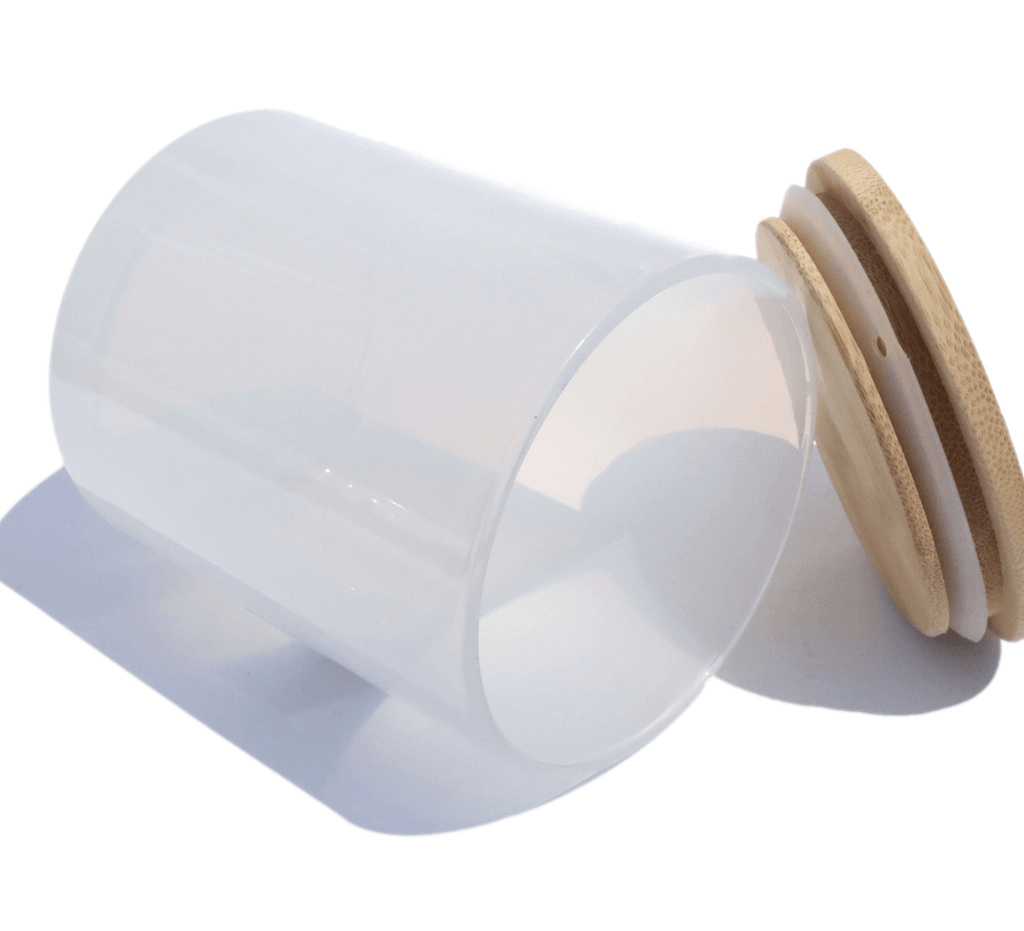 16 oz Pale white candle jars with bamboo lids - LuxyM Inc candle making supply