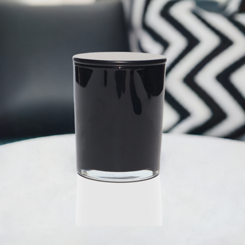 Glossy Black Candle Making Vessels With Lids - LuxyM 