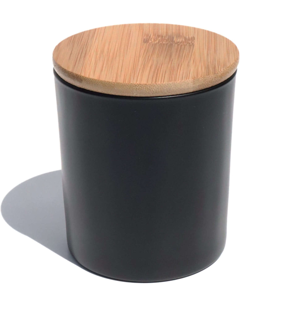 LuxyM Inc Candle Supply - 10 oz Black matte vessel with bamboo lids