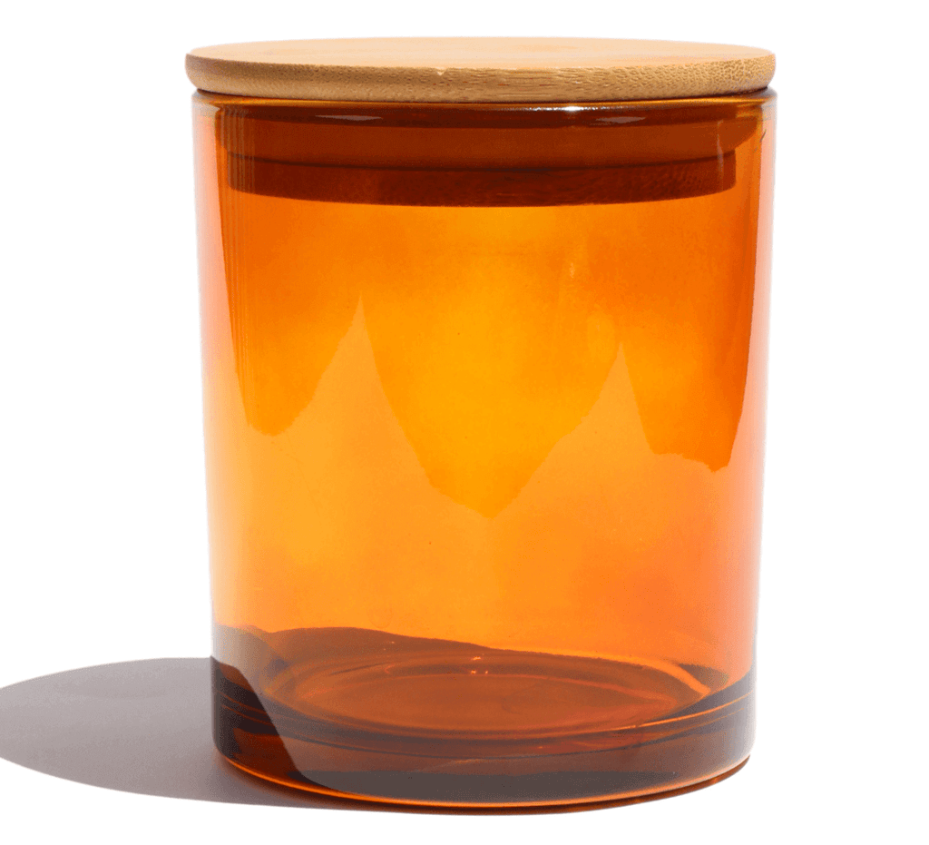 16 oz Amber candle jars with bamboo lids - LuxyM Inc Candle Supply