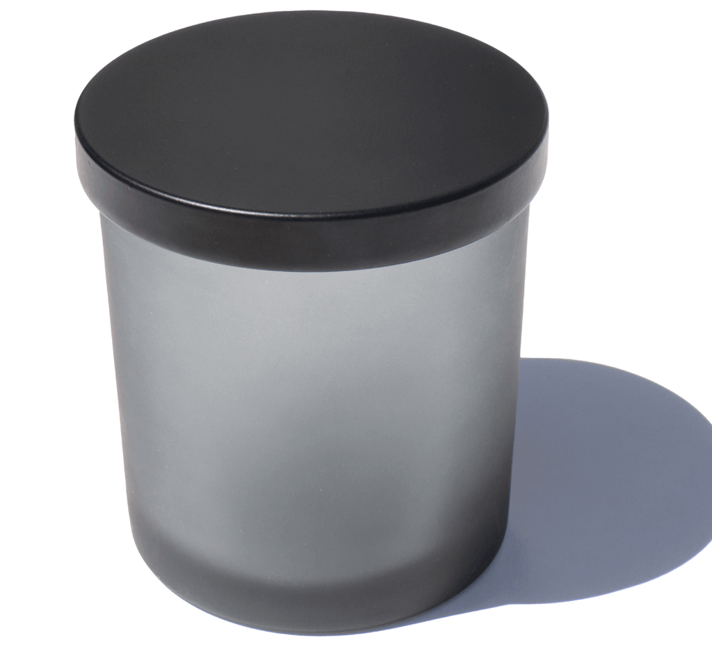 7 oz Frosted gray candle jars with metal black lids - LuxyM Inc candle making supply