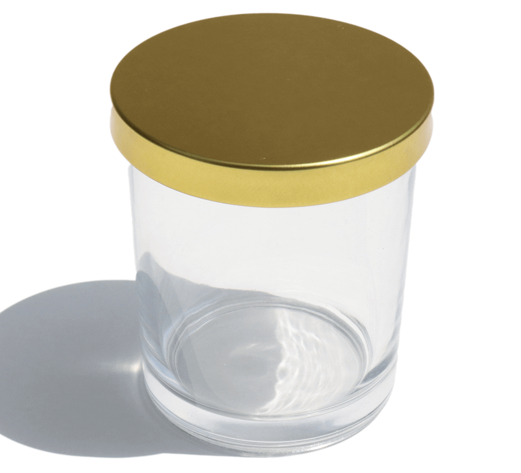 7 oz glass candle making jars with gold metal lids - LuxyM Inc candle making supply