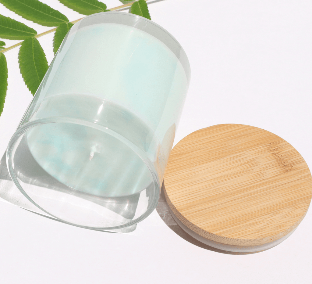 10oz glass candle jars with bamboo lids - LuxyM Inc Candle Supply