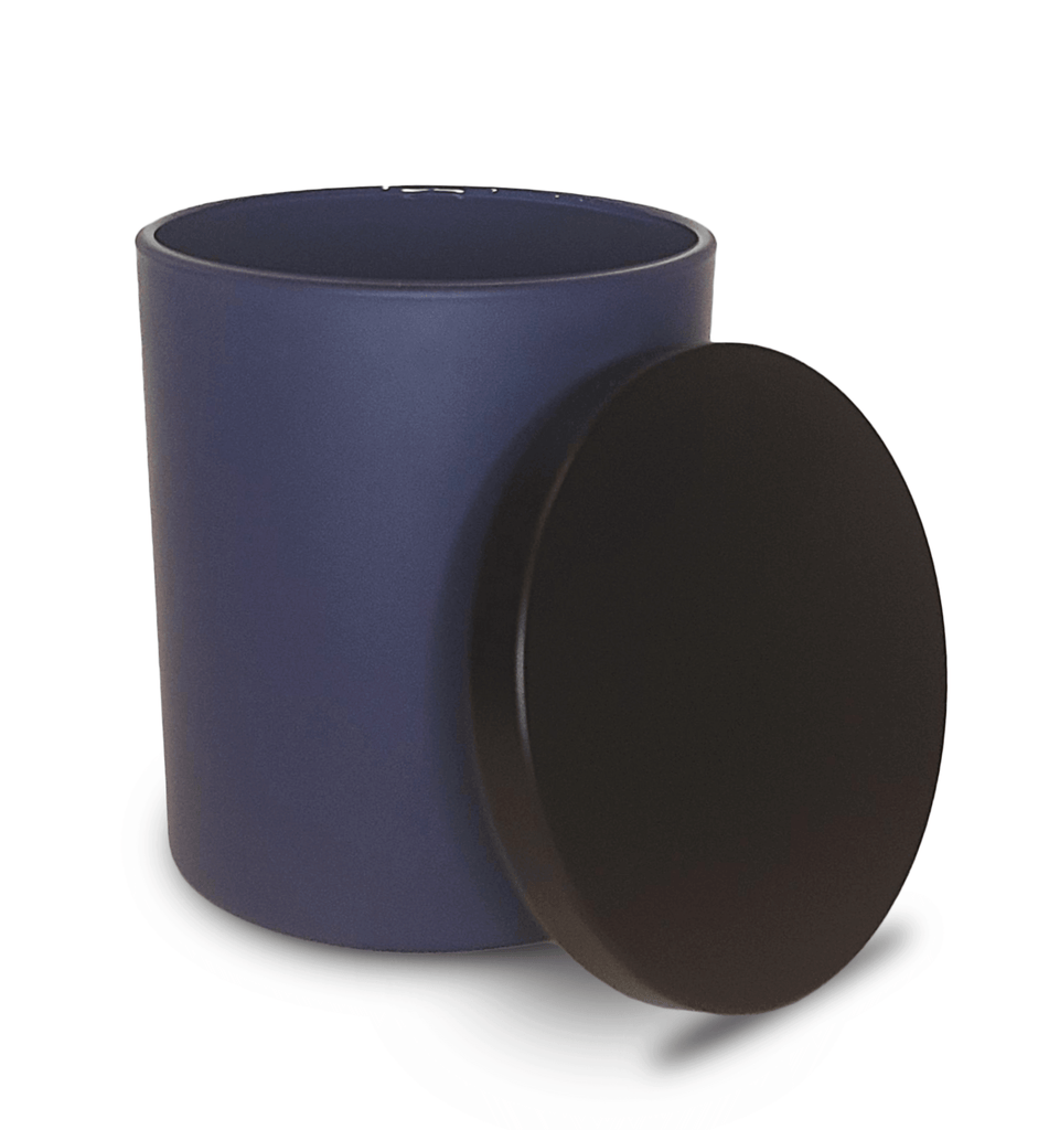 10oz Matte Navy Blue candle jars with Black metal matte lids - LuxyM Inc Candle Supply